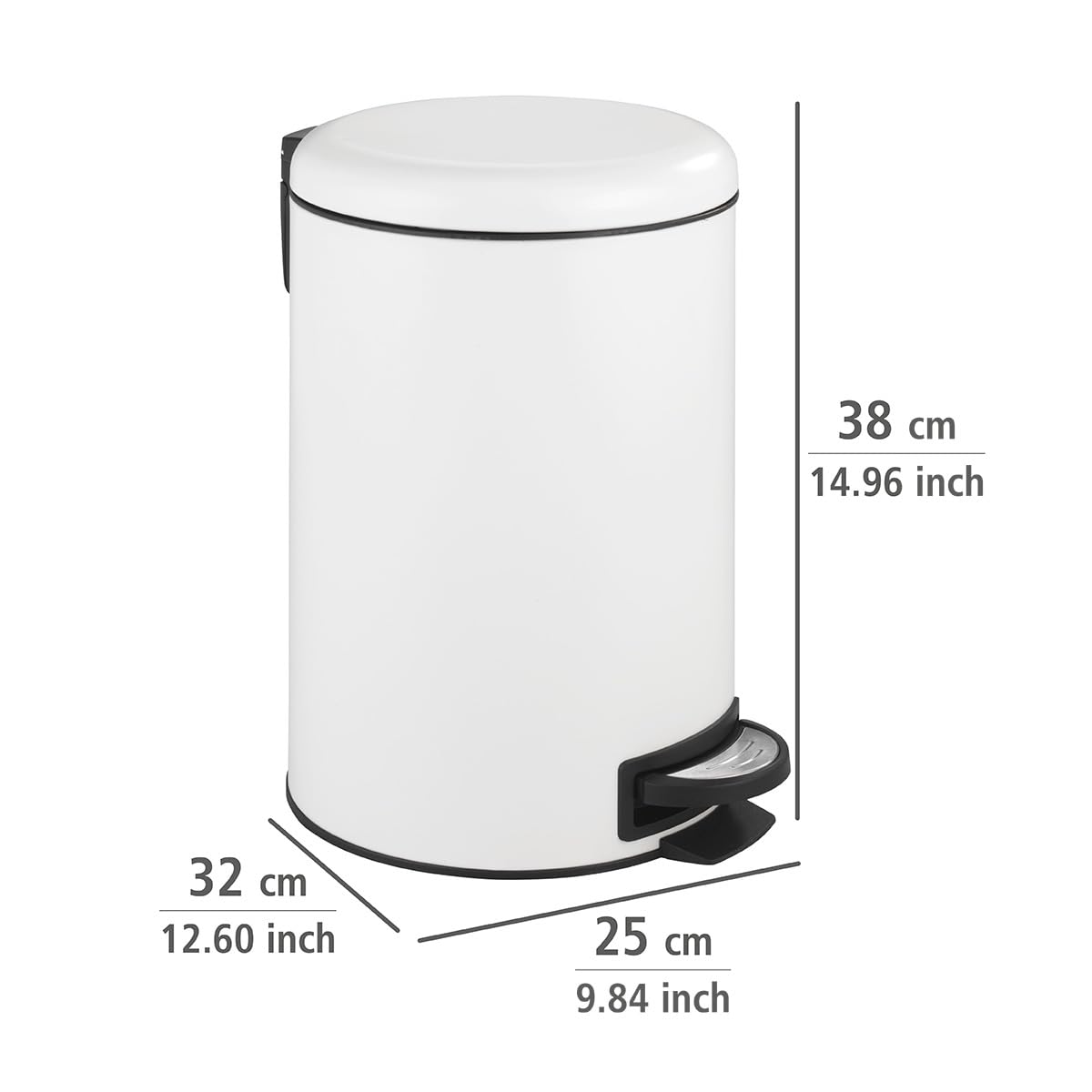 PEDAL BIN "LEMAN" EASY CLOSE 12L WHITE