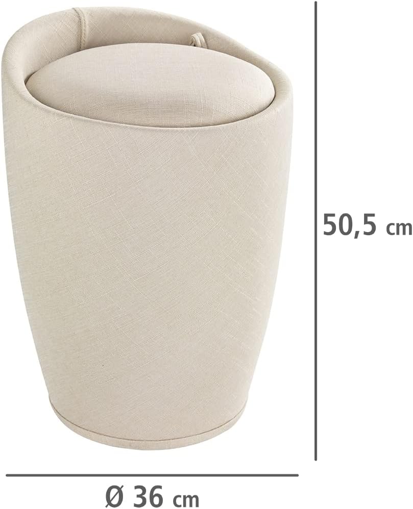 BATH STOOL "CANDY" LINEN LOOK BEIGE