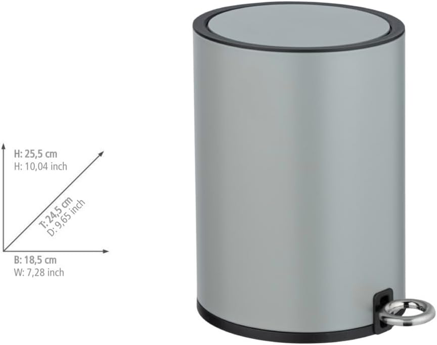 PEDAL BIN 3L "MONZA" EASY CLOSE GY MATT