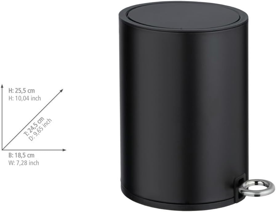 PEDAL BIN 3L "MONZA" EASY CLOSE BK MATT