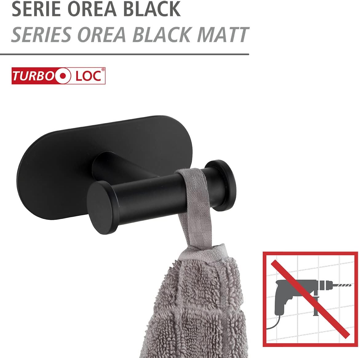 TURBO-LOC WALL HOOK DUO"OREA" BLACK MATT
