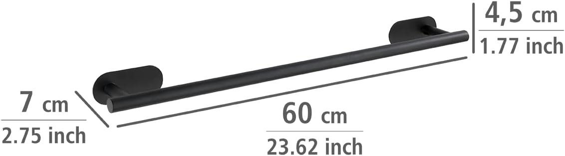 TURBO-LOC TOWEL RAIL UNO 60CM OREA BLACK