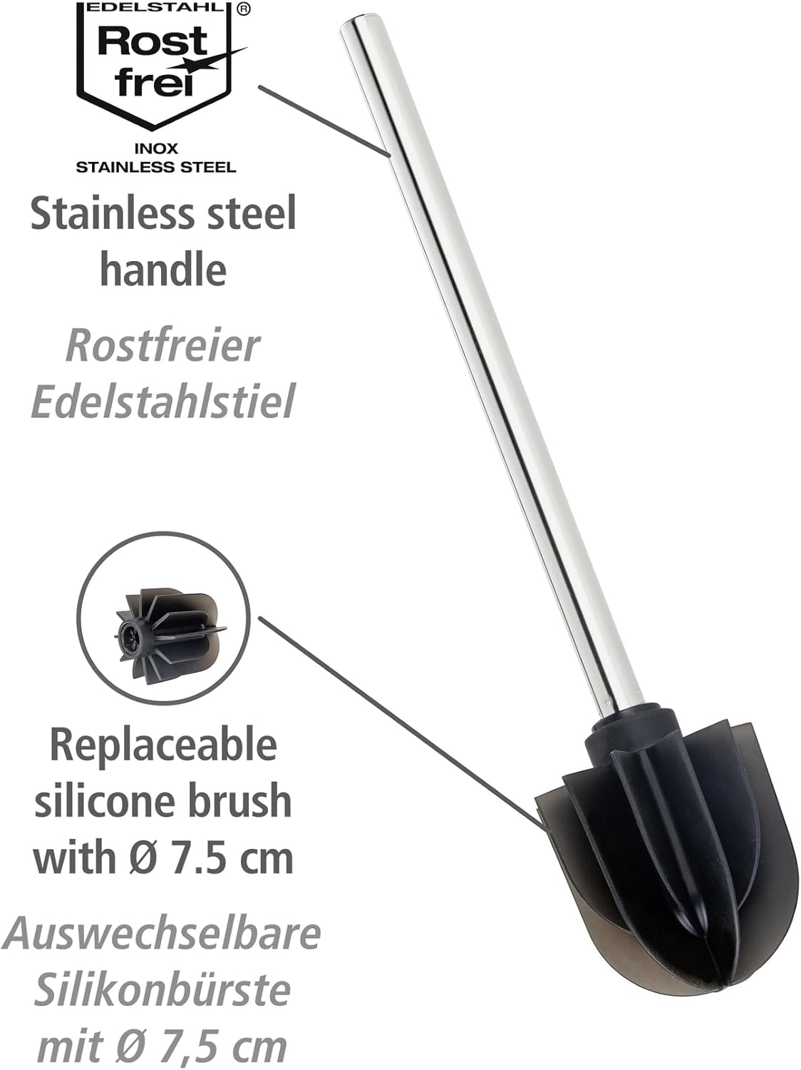 HANDLE S.S. BLADE BRUSH 7.5CM BLACK