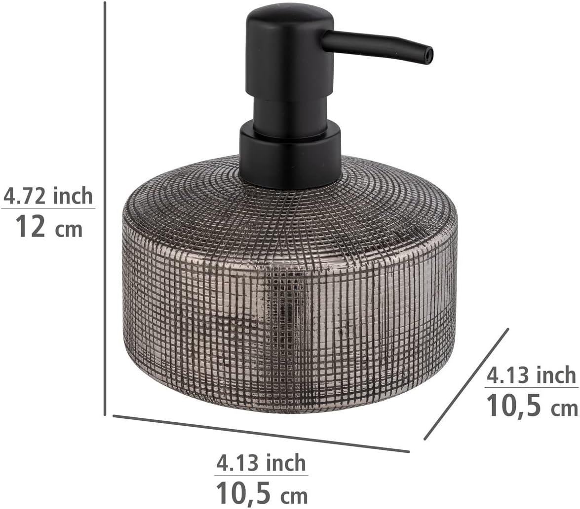 CERAMIC SOAP DISPENSER "RIVARA" SILVER