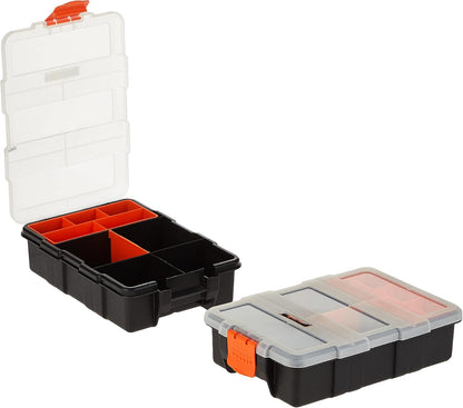 Tactix Hardware & Parts Organizers, 4 Piece Set, Black/Orange