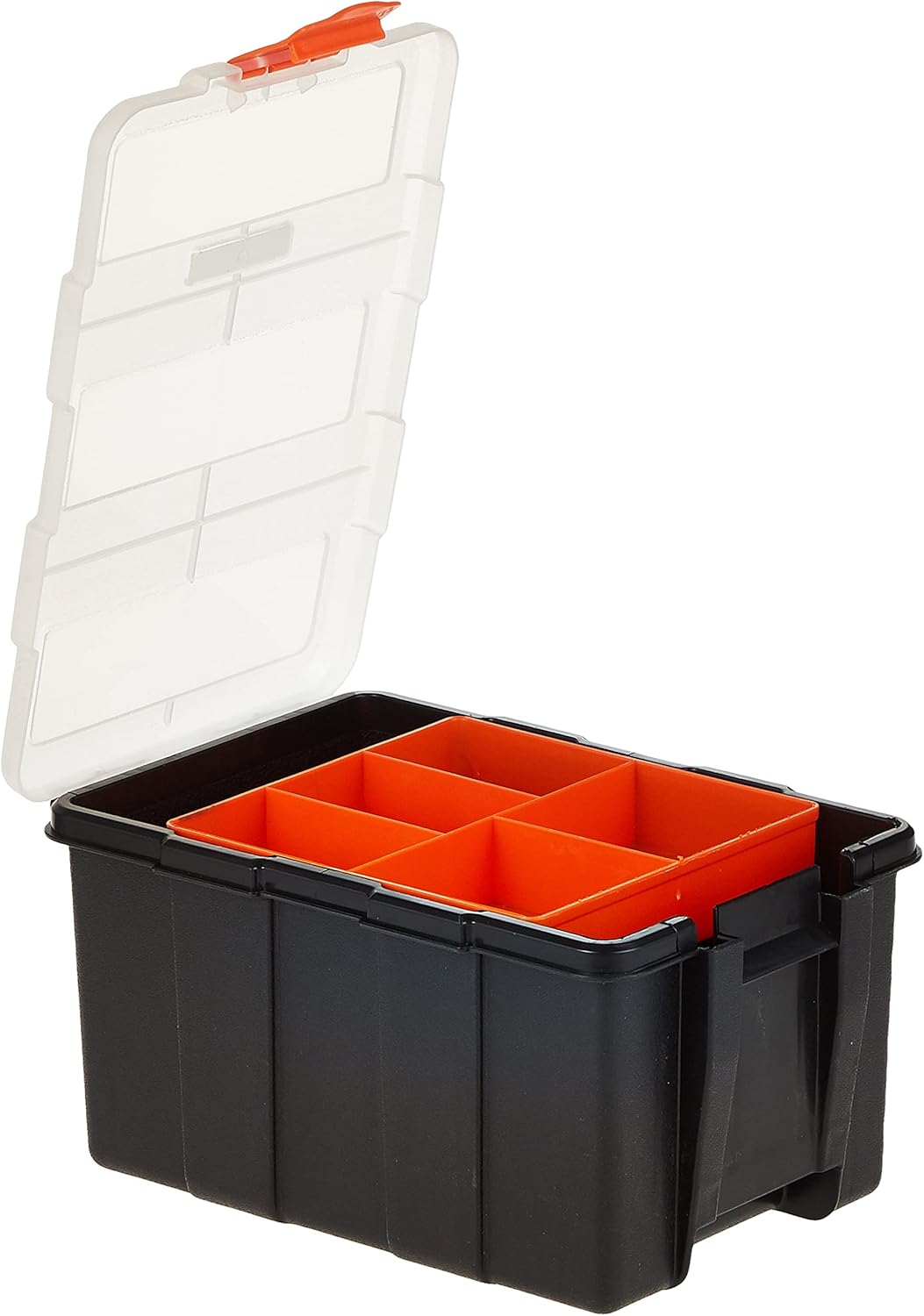 Tactix Hardware & Parts Organizers, 4 Piece Set, Black/Orange