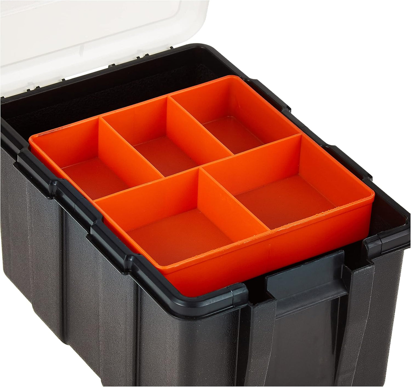 Tactix Hardware & Parts Organizers, 4 Piece Set, Black/Orange