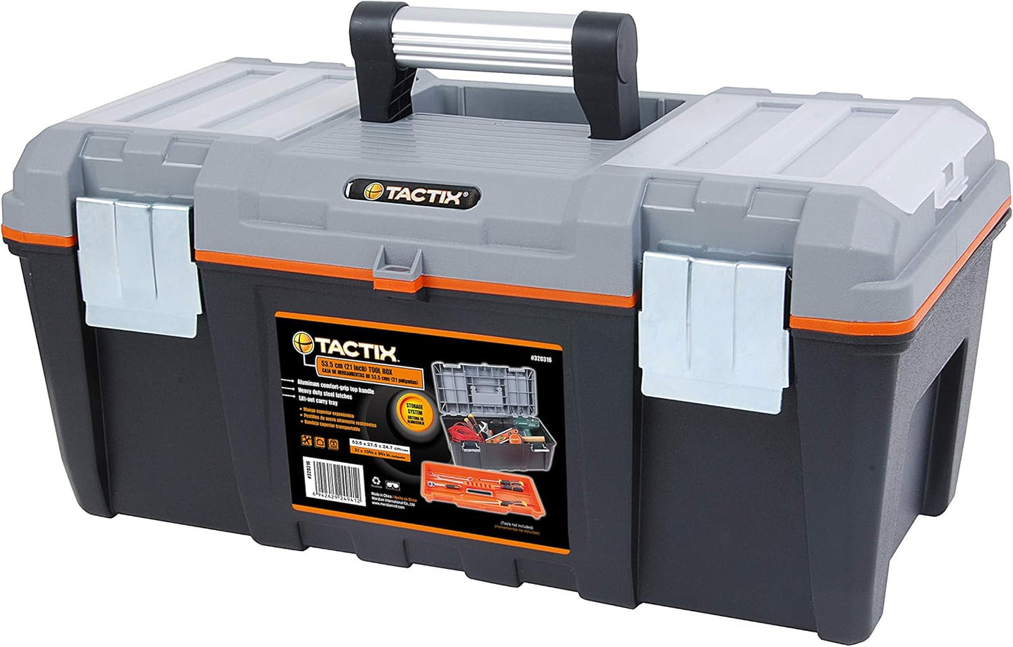 Tactix Tool Box With Aluminium Handle And Steel Latches