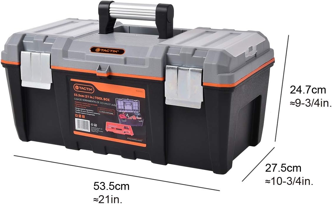 Tactix Tool Box With Aluminium Handle And Steel Latches