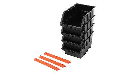 Tactix 4pc Black Storage Bin Set