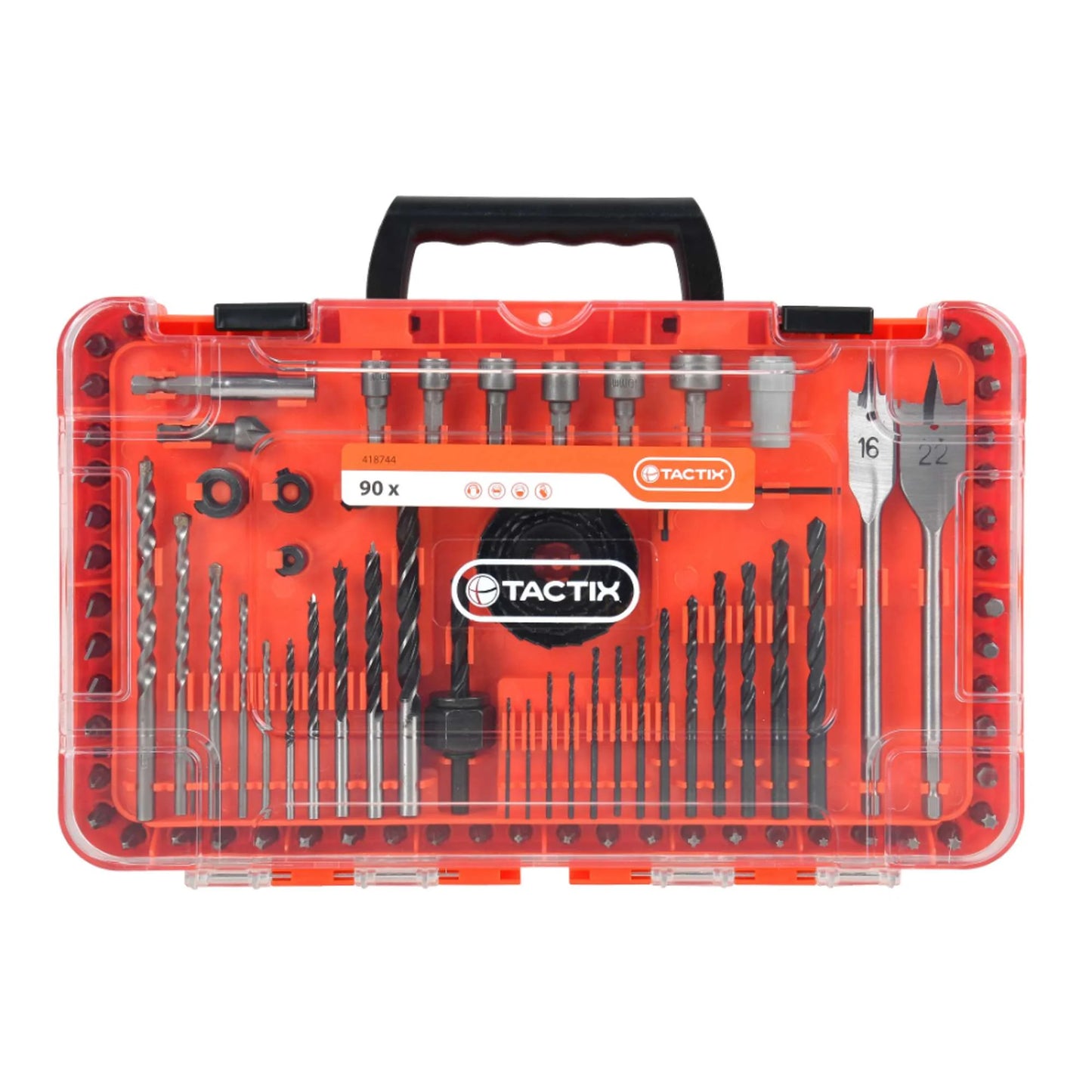 Tactix 90-Piece Multi-Purpose Drill and Bit Set Silver and Black
