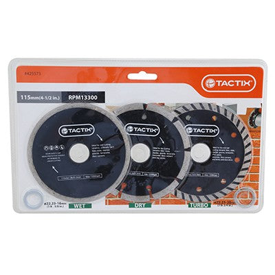 Tactix  Diamond Blades, 3pcs, 115mm