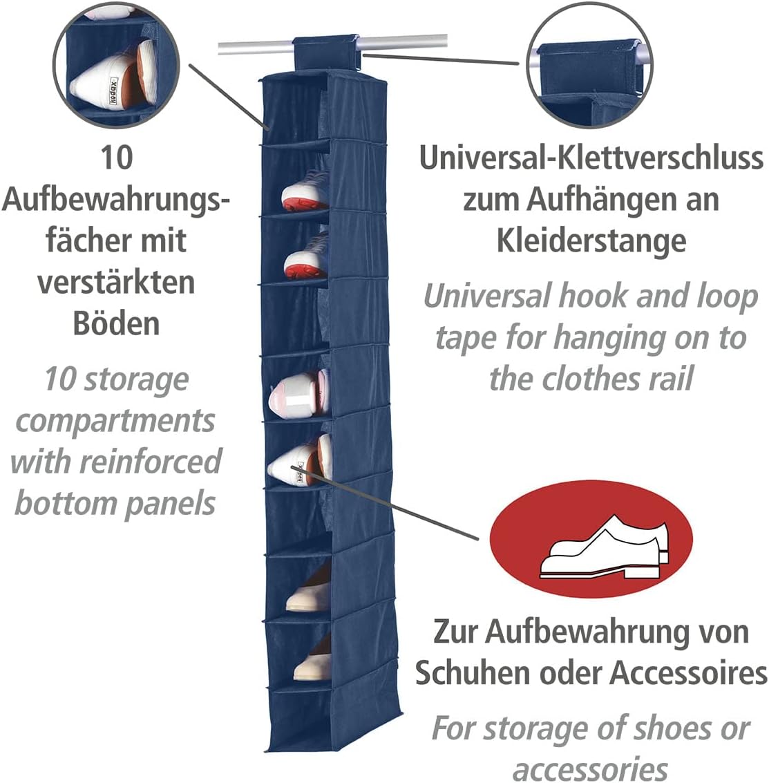 AIR SHOE ORGANIZER 10COMP. BLUE