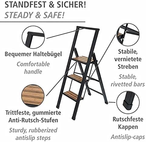ALU-DESIGN STEPLADDER 3 STEPS BLACK