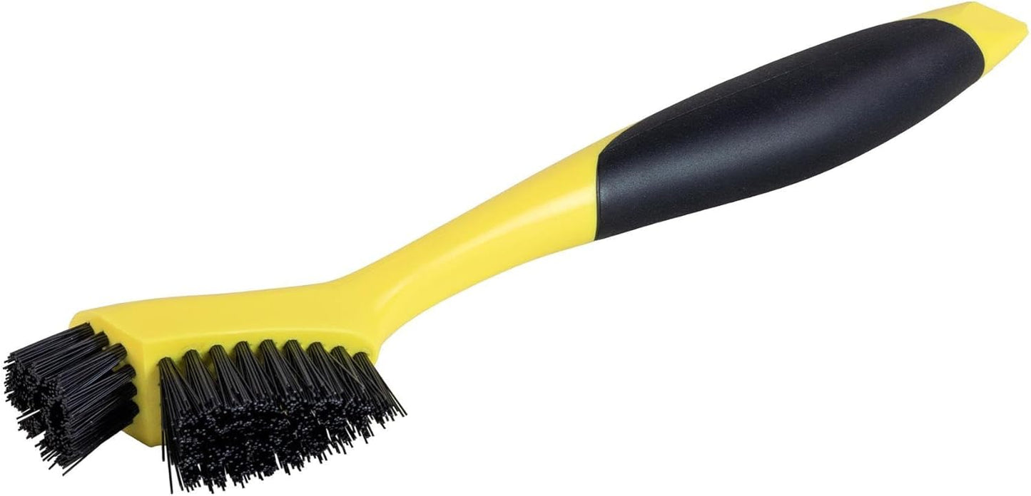 LODGE Corner Groove Cleaning Brush with Two Nylon Brush Heads, Fits Narrow Spaces, to Clean Cast Iron or Ridged Cookware