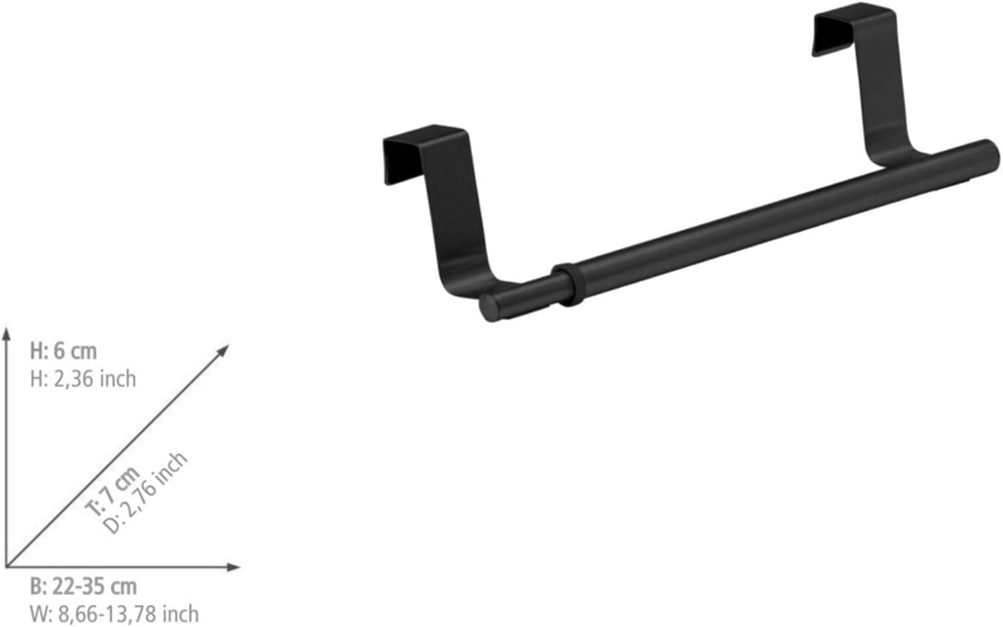OVER CABINET TOWEL ROD 22-35CM BLACK