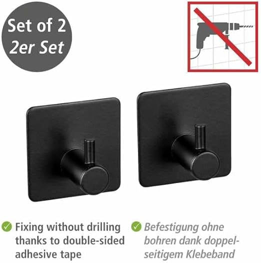 2PCS WALL HOOK S.S. "UREO" BLACK