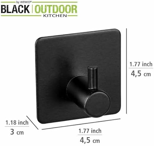2PCS WALL HOOK S.S. "UREO" BLACK