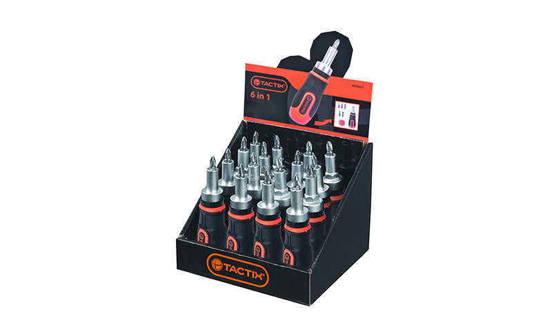Tactix 6-IN-1 Stubby Ratchet Screwdriver