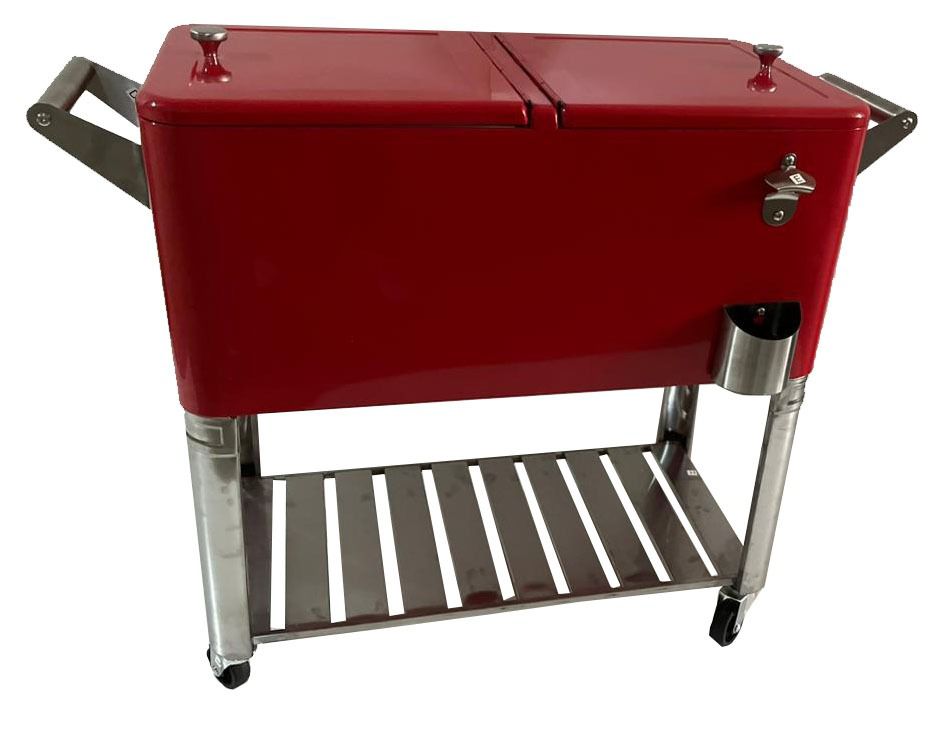 AQUALUX Party Cooler Red Stainless Steel 80Lt-Home & Beyond