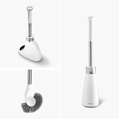 Simplehuman Toilet Brush With Caddy, Stainless Steel, White