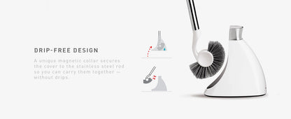 Simplehuman Toilet Brush With Caddy, Stainless Steel, White
