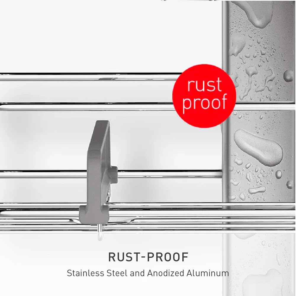 Simplehuman 8ft Tension Pole Shower Caddy, Stainless Steel and Anodized Aluminum