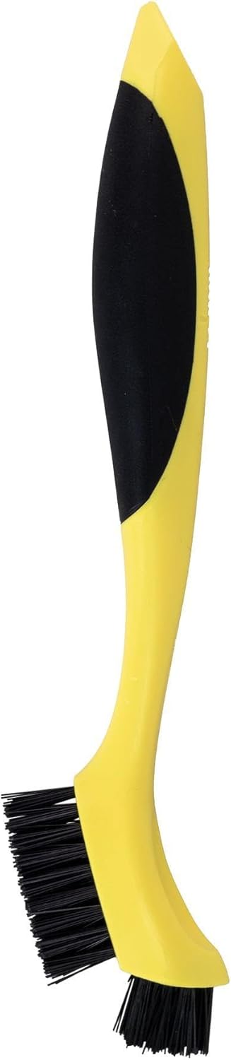 LODGE Corner Groove Cleaning Brush with Two Nylon Brush Heads, Fits Narrow Spaces, to Clean Cast Iron or Ridged Cookware