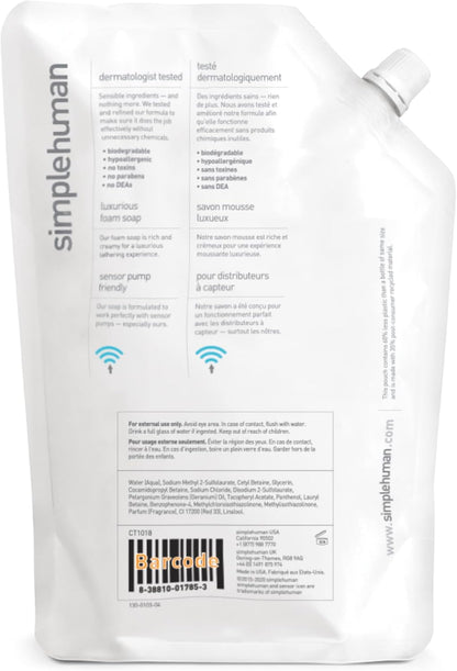 Simplehuman 1L Hand Wash Liquid Soap, Moisturising, Suitable for Sensitive Skin,