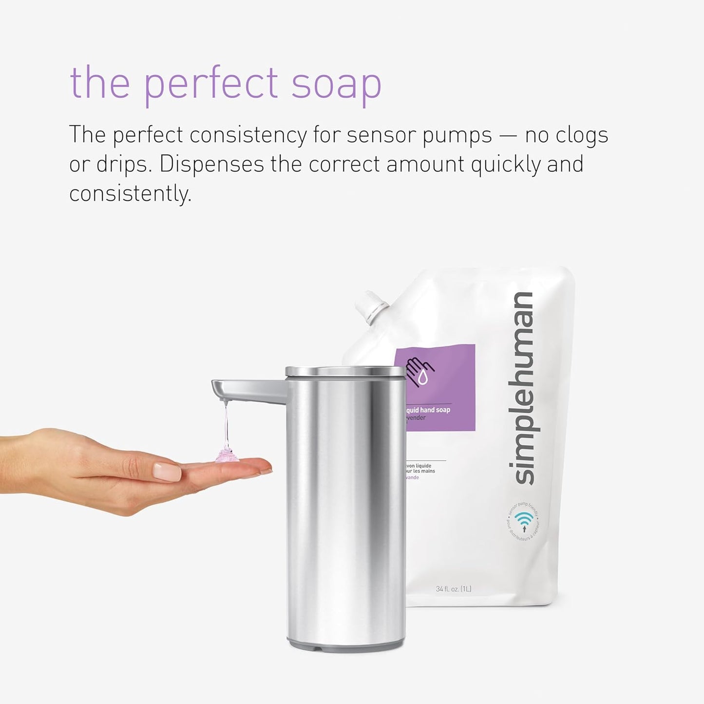 Simplehuman 1L Hand Wash Liquid Soap, Moisturising, Suitable for Sensitive Skin,