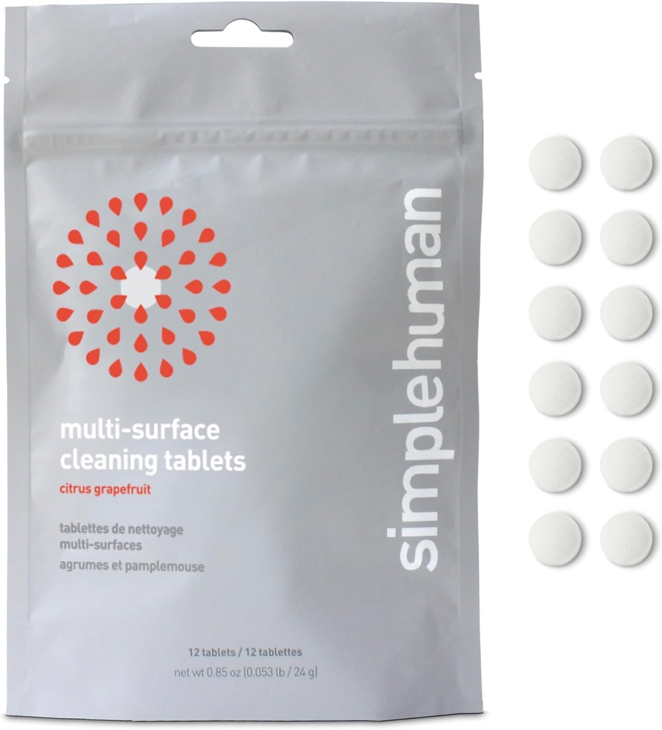 Simplehuman multi-surface cleaning tablets, citrus grapefruit,watermint