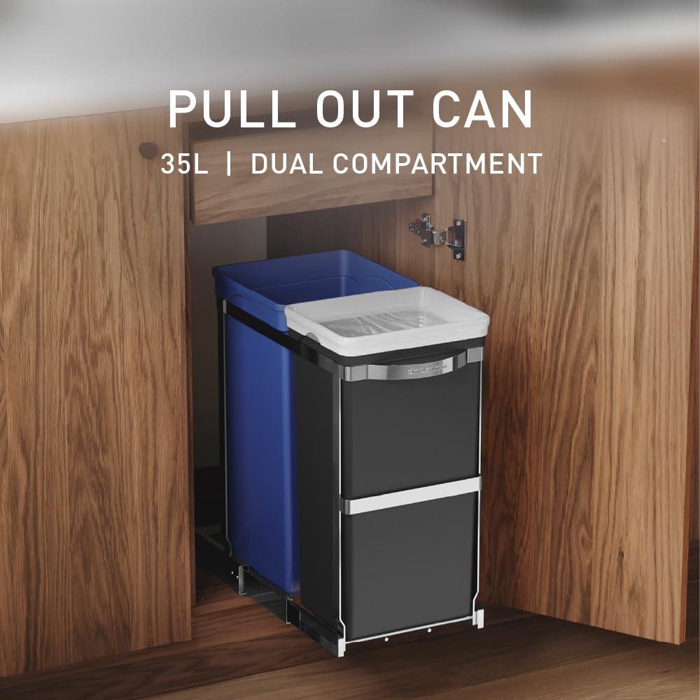 Simplehuman 35 Liter / 9.3 Gallon Dual Compartment Under Counter Kitchen Cabinet