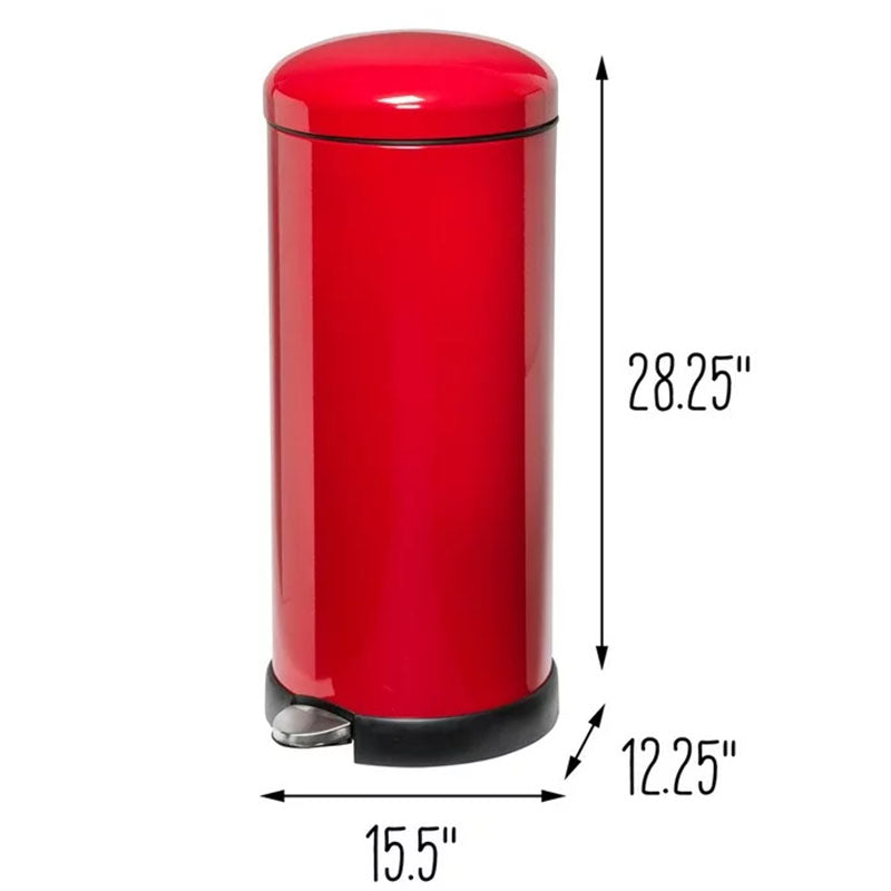 Simplehuman Round Retro Pedal Bin Red Steel 4.5L
