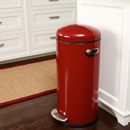 Simplehuman Round Retro Pedal Bin Red Steel 4.5L