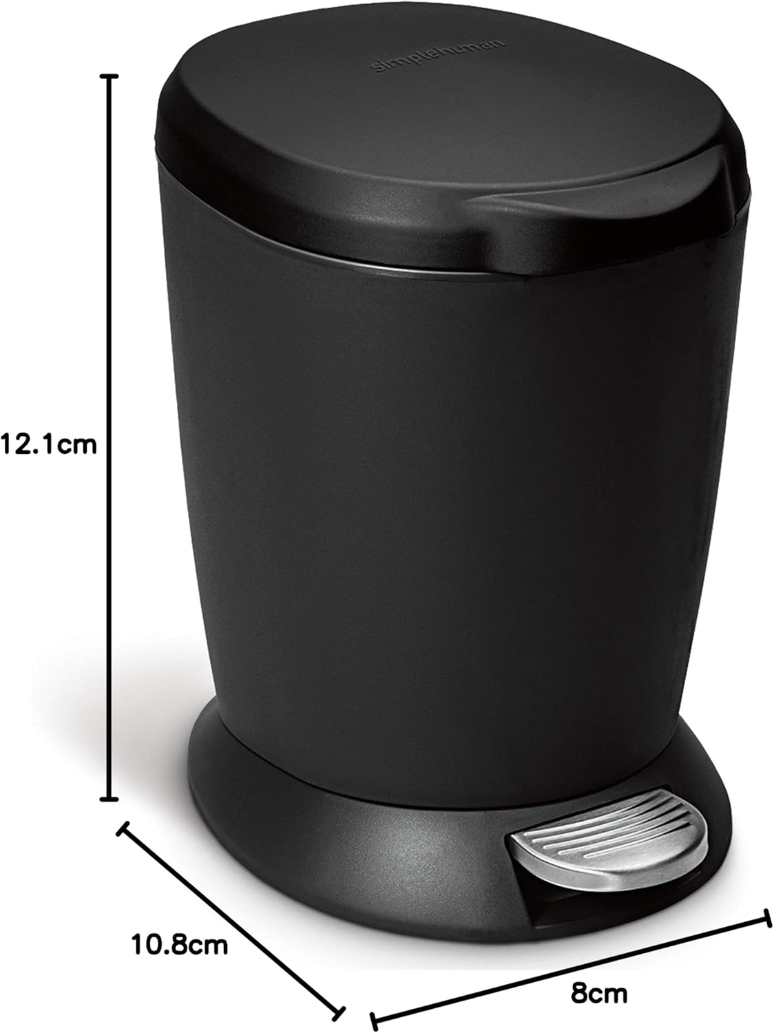 Simplehuman 6 Liter / 1.6 Gallon Compact Plastic Round Bathroom Step Trash Can, White