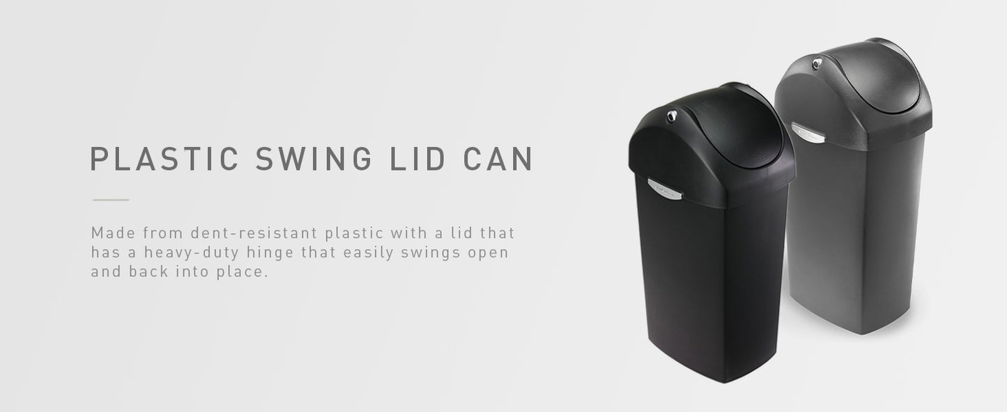 Simplehuman 60 Liter / 16 Gallon Swing Lid Trash Can, Black