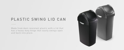Simplehuman 60 Liter / 16 Gallon Swing Lid Trash Can, Black