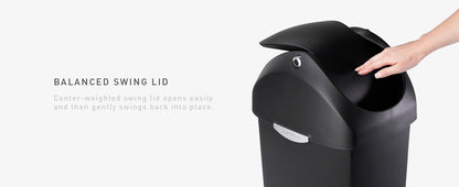 Simplehuman 60 Liter / 16 Gallon Swing Lid Trash Can, Black