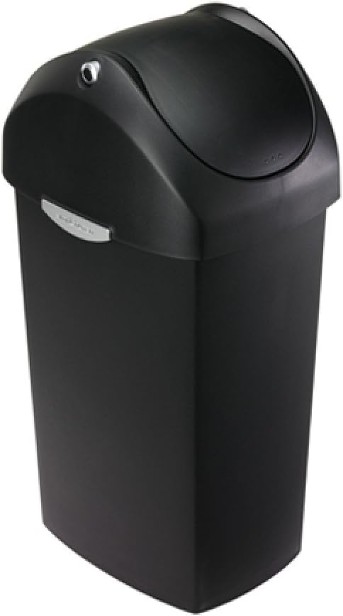 Simplehuman 60 Liter / 16 Gallon Swing Lid Trash Can, Black