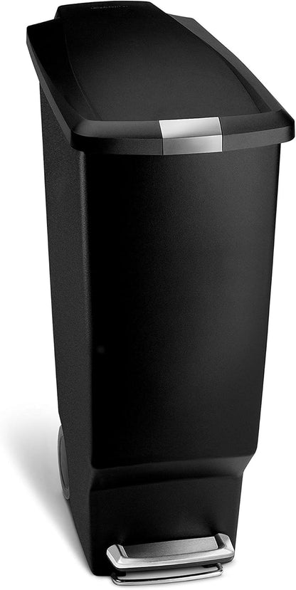 Simplehuman 25L Slim Pedal Bin, Black Plastic