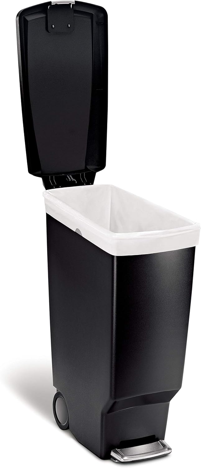 Simplehuman 25L Slim Pedal Bin, Black Plastic