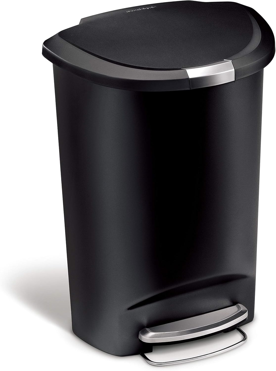 Simplehuman 50 Liter / 13 Gallon Semi-round Kitchen Step Trash Can With Secure Slide Lock Black