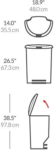 Simplehuman 50 Liter / 13 Gallon Semi-round Kitchen Step Trash Can With Secure Slide Lock Black