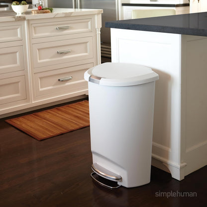 Simplehuman 50 Liter / 13 Gallon Semi-round Kitchen Step Trash Can With Secure Slide Lock