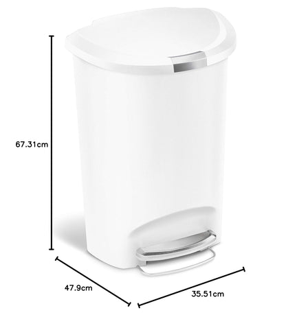 Simplehuman 50 Liter / 13 Gallon Semi-round Kitchen Step Trash Can With Secure Slide Lock