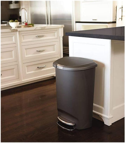 Simplehuman 50 Liter / 13 Gallon Semi-round Kitchen Step Trash Can With Secure Slide Lock Grey