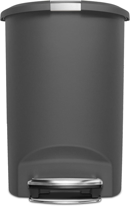Simplehuman 50 Liter / 13 Gallon Semi-round Kitchen Step Trash Can With Secure Slide Lock Grey