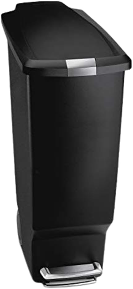 Simplehuman 40 Liter / 10.6 Gallon Slim Kitchen Step Trash Can With Secure Slide Lock Black