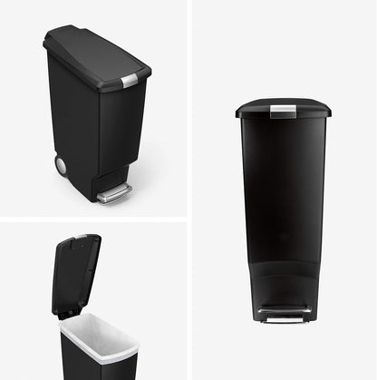 Simplehuman 40 Liter / 10.6 Gallon Slim Kitchen Step Trash Can With Secure Slide Lock Black