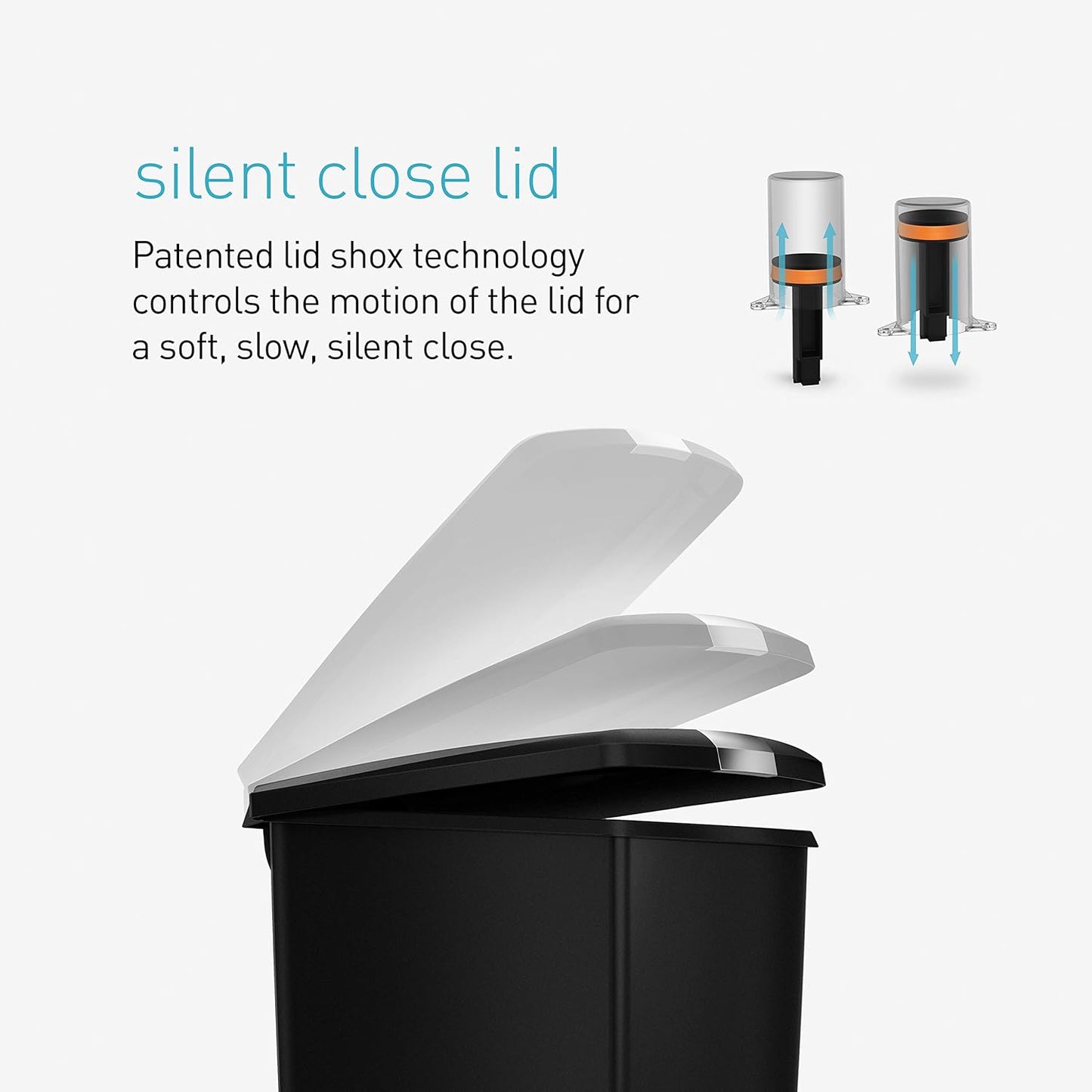 Simplehuman 40 Liter / 10.6 Gallon Slim Kitchen Step Trash Can With Secure Slide Lock Black